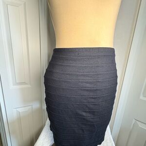 Express Black Ribbed Bandage Pencil Skirt